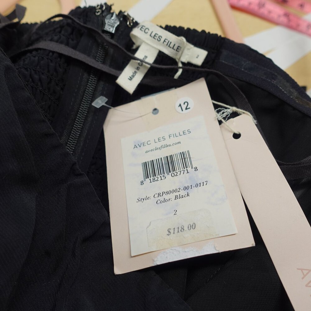 Avec Les Filles Skirt Over Pants Jumpsuit Strapless in Black Women's size 2 NWT - Picture 7 of 12